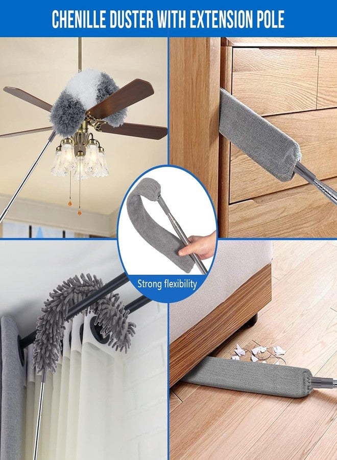 Yorten Dust Cleaner Retractable Gap Dust Cleaning Artifact Flexible Extension Pole Reusable Bendable Long Handle Feather Duster Kit Microfiber Removable and Washable Gap Brush for Home & Kitchen - Image 5